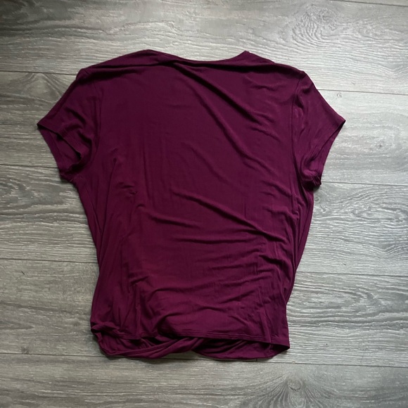 Free People Purple Short Sleeve Deep V Knot Front Blouse Size M Boho Casual Fall - Picture 2 of 8